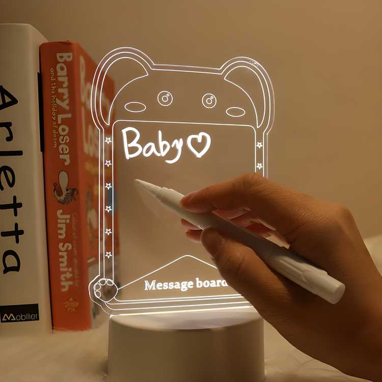 3d Acrylic LED Message Board, LED Message Board With Pen Table Lamp