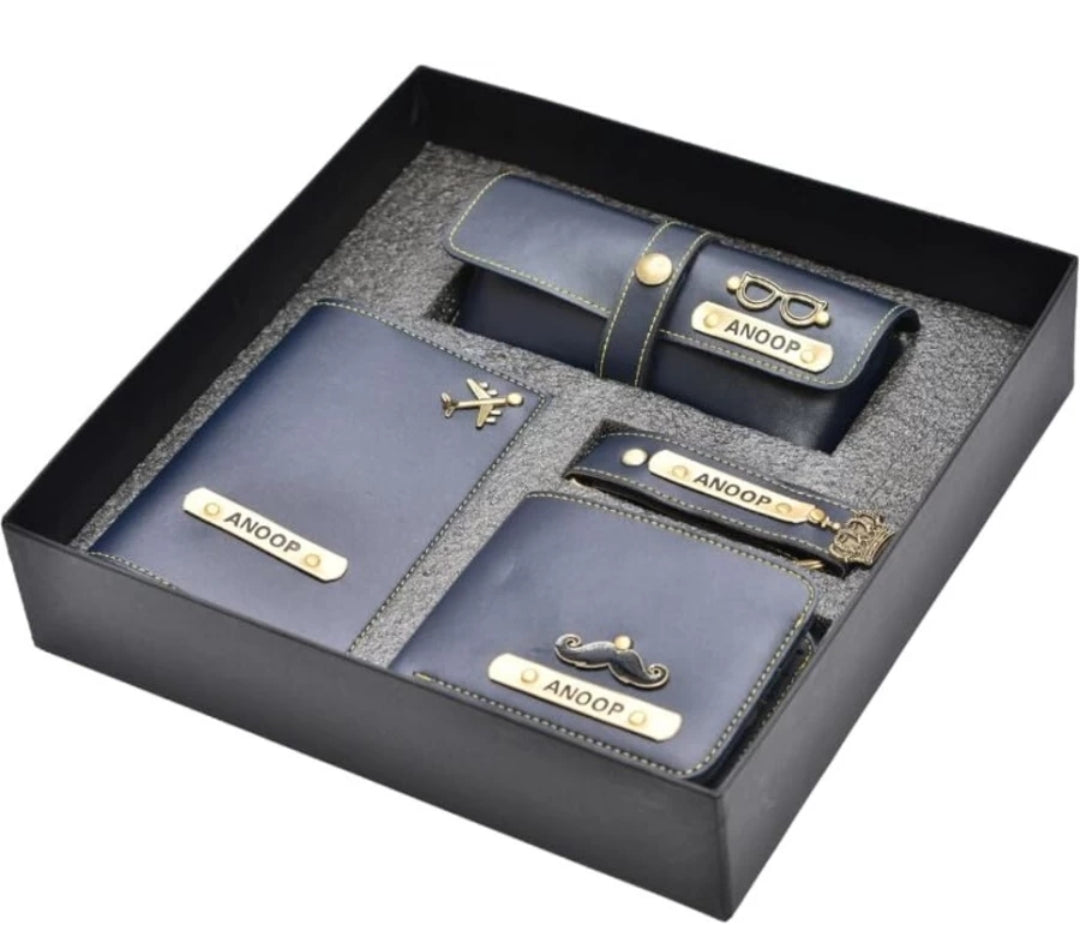 Customised Combo 1 pc Faux Leather Men Wallet, 1 Keychain, 1 diary and 1 goggle case (send details 9528394331)