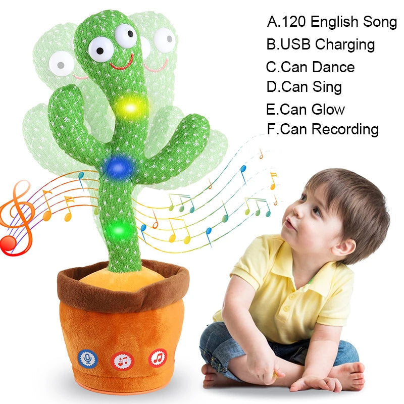"Cute and Funny Dancing Cactus Soft Creative Kids Educational Musical Kids Toy (Green)