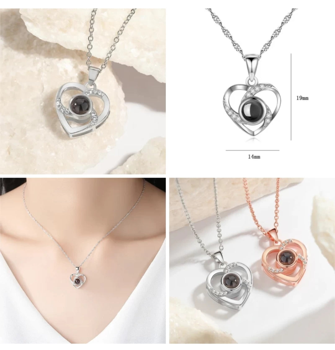 I Love You in 100 Language Necklace With Rose Gift Box, Bag, Card For Wife, Girlfriend