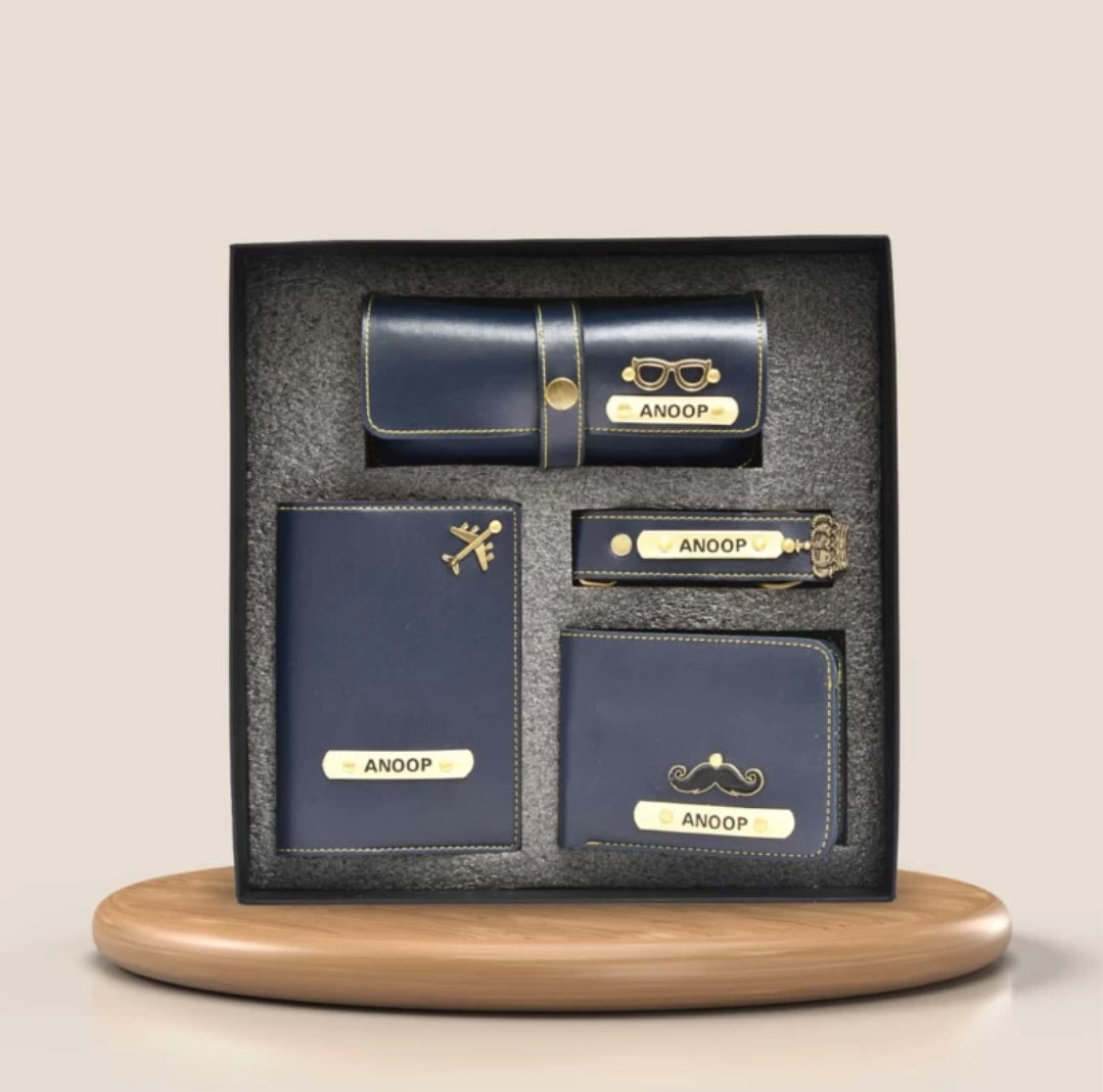 Customised Combo 1 pc Faux Leather Men Wallet, 1 Keychain, 1 diary and 1 goggle case (send details 9528394331)