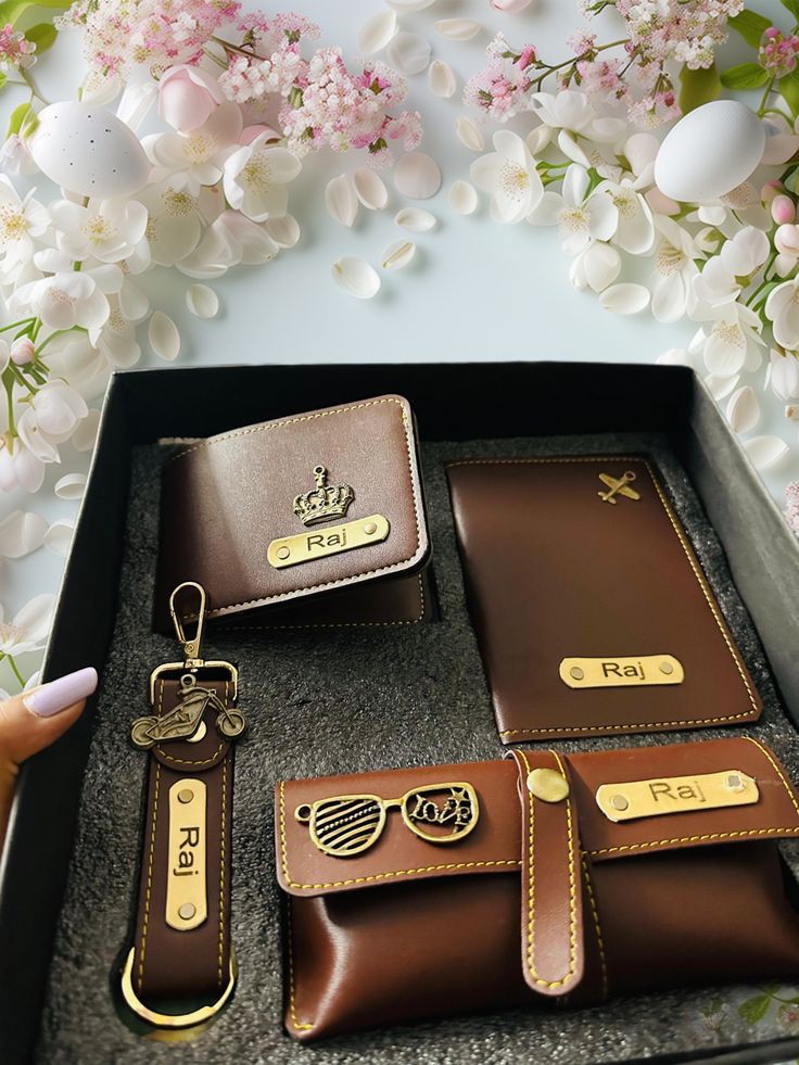 Customised Combo 1 pc Faux Leather Men Wallet, 1 Keychain, 1 diary and 1 goggle case (send details 9528394331)