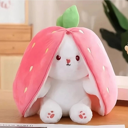 Strawberry Plush Cute and Adorable Rabbit Soft Toys with Zipper for Kid & Adults (Multicolor)