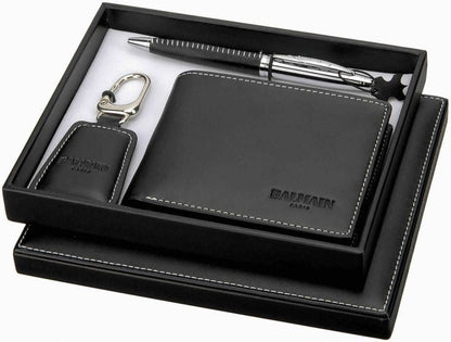 Customised Combo 1 pc Faux Leather Men Wallet, 1 Keychain, 1 and Personalize Pen (send details 9528394331)